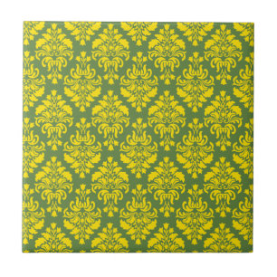 Carreau France Empire Damask Jaune et Palm Vert
