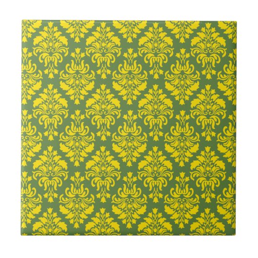 Carreau France Empire Damask Jaune et Palm Vert (Devant)