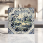 Carreau France Pays Pastorale Bleu et Blanc Toile