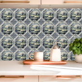 Carreau France Pays Pastorale Bleu et Blanc Toile