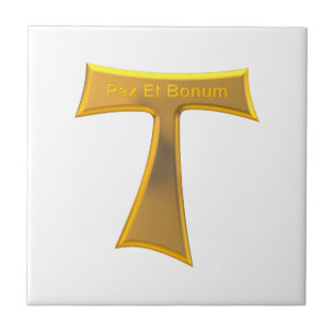 Carreau Franciscain Tau Cross Pax Et Bonum Or Metallic
