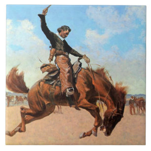 Carreau Frederic Remington Art occidental “Dompteur de Bro