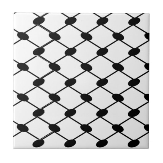 Carreau Free Palestine Keffiyeh motif noir et blanc (Devant)