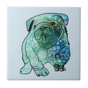 Carreau French Bulldog Art Mandala Carrelage photo en céra