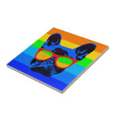 Carreau French bulldog avec lunettes Pop art style (Côté)