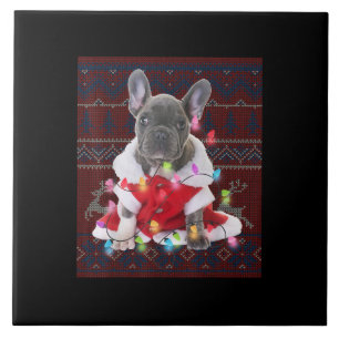 Carreau French bulldog Christmas Lights Ugly Sweater Dog
