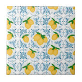 Carreau French Country Lemon Blue Floral Tile Pattern (Devant)