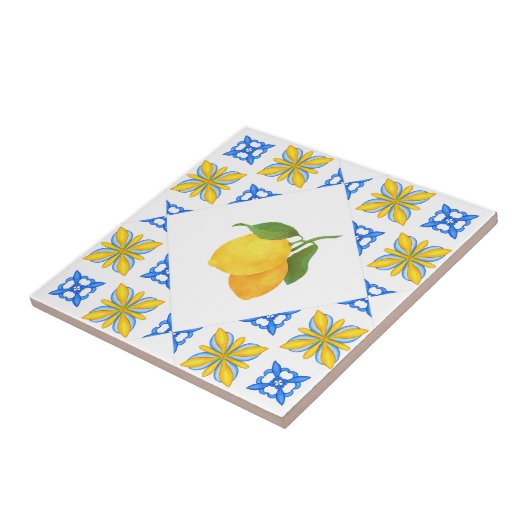 Carreau French Country Lemon Blue Tile Pattern (Côté)