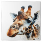 Carreau Fresque moderne de Giraffe aquarelle (Devant)