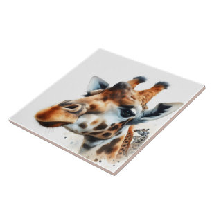 Carreau Fresque moderne de Giraffe aquarelle