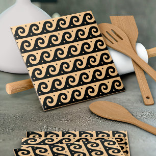 Carreau Fret grec, Motif d'onde méditerranéen, Brown