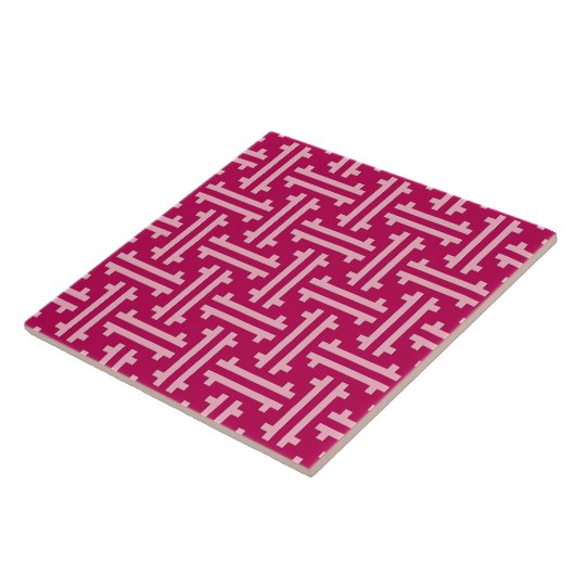 Carreau Frette chinoise d'art déco, rose de fuchsia (Côté)