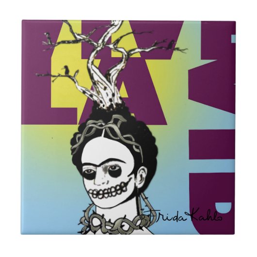 Carreau Frida Kahlo Pop Art Portrait (Devant)