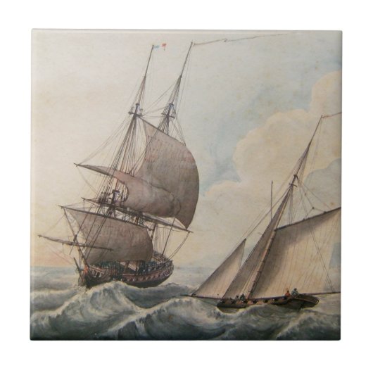 Carreau Frigate dans une houle 17ème siècle (Devant)