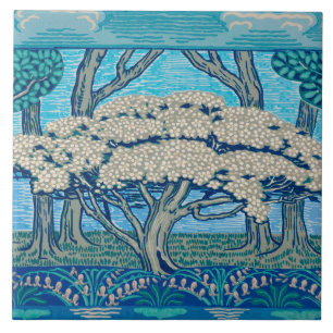 Carreau Frise d'arbre 1896 de mai, conçue par la grue de