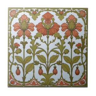 Carreau Frise florale Art nouveau vintage