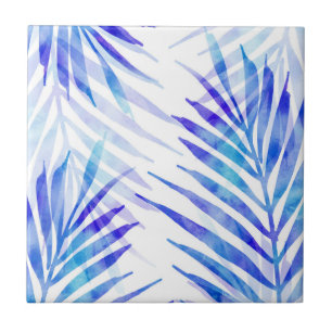 Carreau Frondes violettes bleues de paume