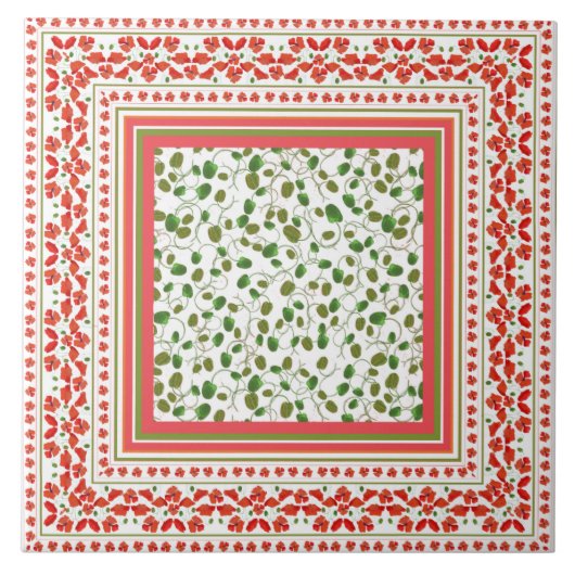 Carreau Frontière décorative de pavot, bourgeons de pavot, (Devant)