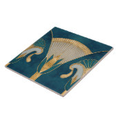 Carreau Frontière Florale égyptienne - Aqua Marbre Bleu et (Côté)