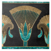 Carreau Frontière florale égyptienne - Aquamarine et or (Devant)