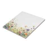 Carreau Frontière florale pastel de prairie de fleurs sauv (Côté)