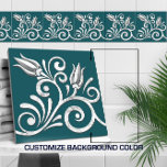 Carreau Frontière Florale sans fil - Marbre blanc<br><div class="desc">Frontière Florale sans fil - Marbre blanc</div>