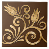 Carreau Frontière Florale sans joint -Or (Devant)