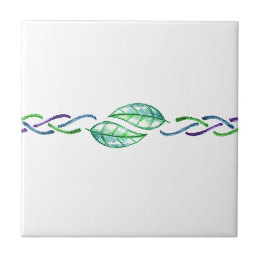 Carreau Frontière multicolore celtique Desgin de feuille (Devant)