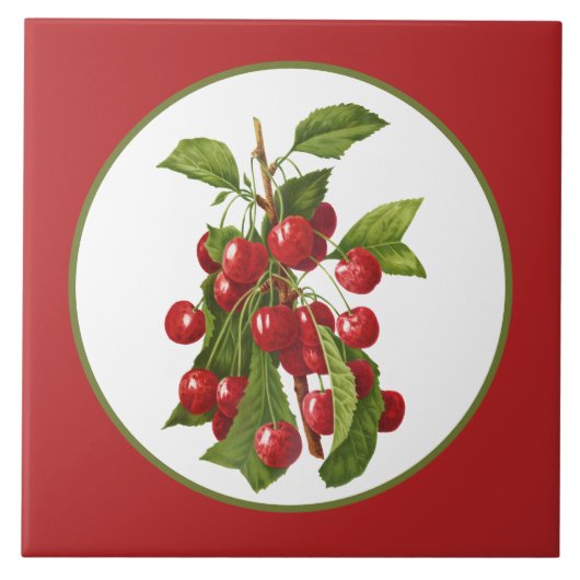 Carreau Fruit cerise cuisine vintage (Devant)