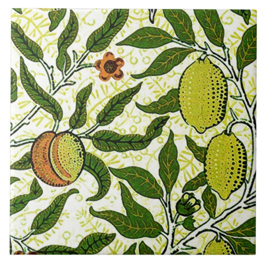 Carreau Fruit exotique de William Morris, jaune citron (Devant)