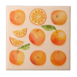 Carreau Fruits d'agrumes<br><div class="desc">Zingy et délicieux agrumes d'orange sur un arrière - plan rose vif. Parfait pour les gourmets et tous ceux qui aiment la cuisine. Art original de Nic Squirrell.</div>