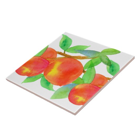 Carreau Fruits d'aquarelle frais de pêches (Côté)