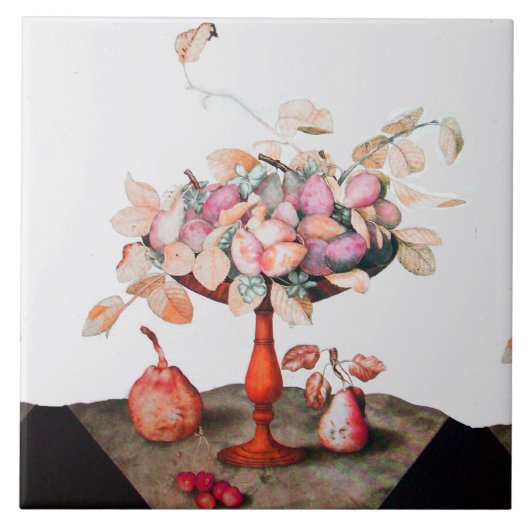 Carreau FRUITS DE SAISON Pires Prunes Cerises et Jasmines (Devant)