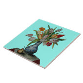 Carreau FRUITS DE SAISON / TULIPES EN VASE ET POIRE Bleu S (Côté)