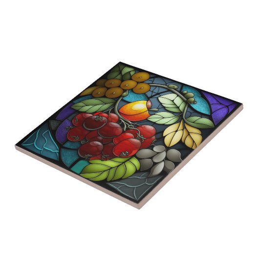 Carreau Fruits de variété en verre teint (Côté)