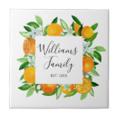 Carreau Fruits et fleurs orange Élégants Floral été (Devant)