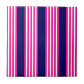 Carreau Fuchsia et blanc cinq bandes motif avec bleu (Devant)