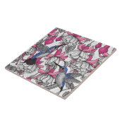 Carreau Fuchsia et colibris blancs (Côté)