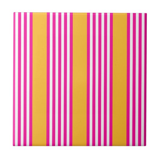 Carreau Fuchsia et jaune cinq bandes motif (Devant)