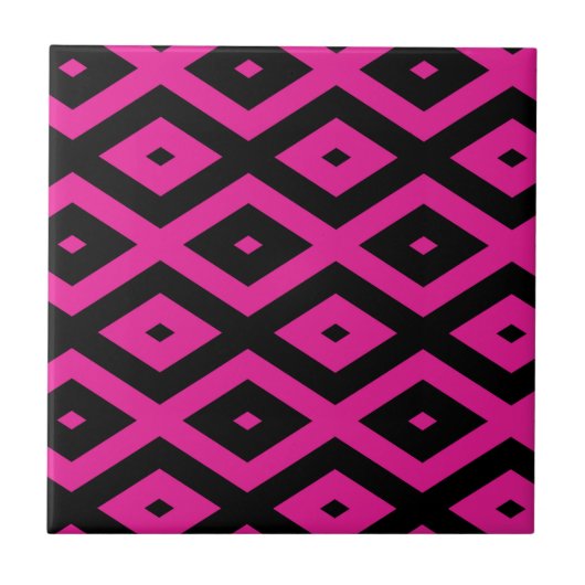 Carreau Fuchsia et motif de diamants noirs (Devant)