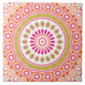 Carreau Fuchsia Orange et Green Vibrant Mandala Motif (Devant)
