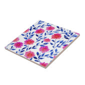 Carreau Fuchsia Pink Chic Spring Flowers Watercolor Floral (Côté)