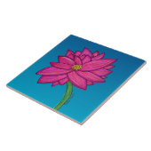 Carreau Fuchsia Pink Flower with blue background (Côté)
