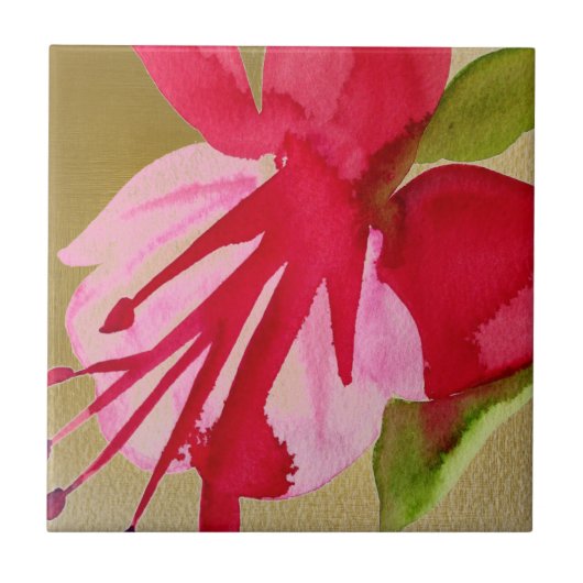 Carreau Fuchsia pop art watercolour flower (Devant)