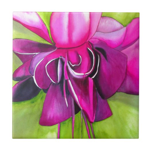 Carreau Fuchsia pop art watercolour flower (Devant)