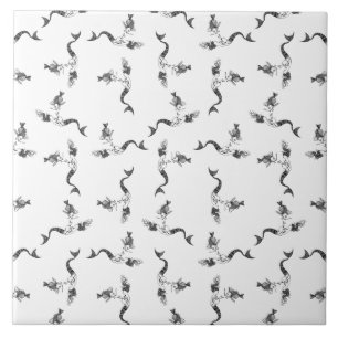 Carreau Fumée Vintage avec ARRIÈRE - PLAN de poisson COU