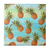 Carreau Fun Ananas Fruit Motif Aquarelle Art Stripes (Devant)
