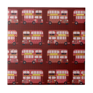 Carreau Fun London Double Decker Bus Cartoon Motif