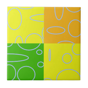 Carreau Fun Retro Quad Jaune Vert Orange Géométrique