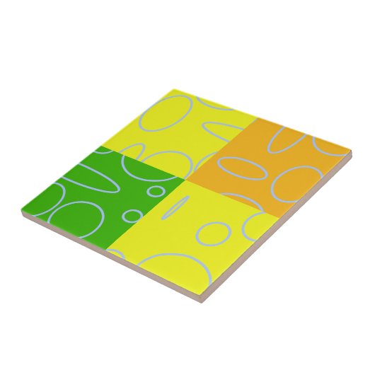 Carreau Fun Retro Quad Jaune Vert Orange Géométrique (Côté)